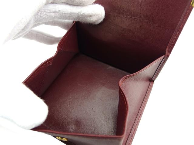 【30％OFF★土日ひと休み大売り出し】カルティエ CARTIER 二つ折り紙入れ帆柱生産ライン ボルドーワイン ゴールド レディース 中古