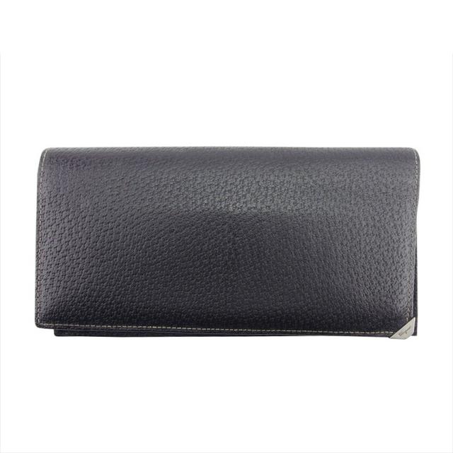 【BIGお買い物ラリー★30%OFFセール中】サルヴァトーレフェラガモ Salvatore Ferragamo 長財布角ロゴプレート ブラック シルバー レディース 中古