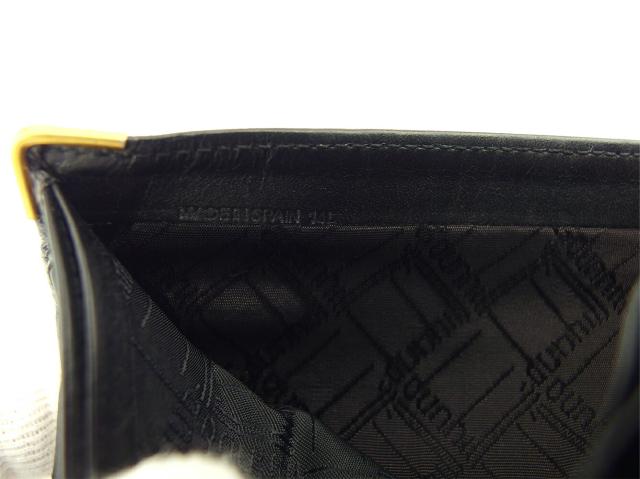 ダンヒル Dunhill 二つ折り財布ロゴプレート ブラック ゴールド レディース 中古_10