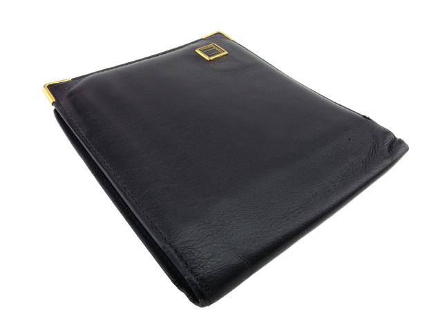 ダンヒル Dunhill 二つ折り財布ロゴプレート ブラック ゴールド レディース 中古_2