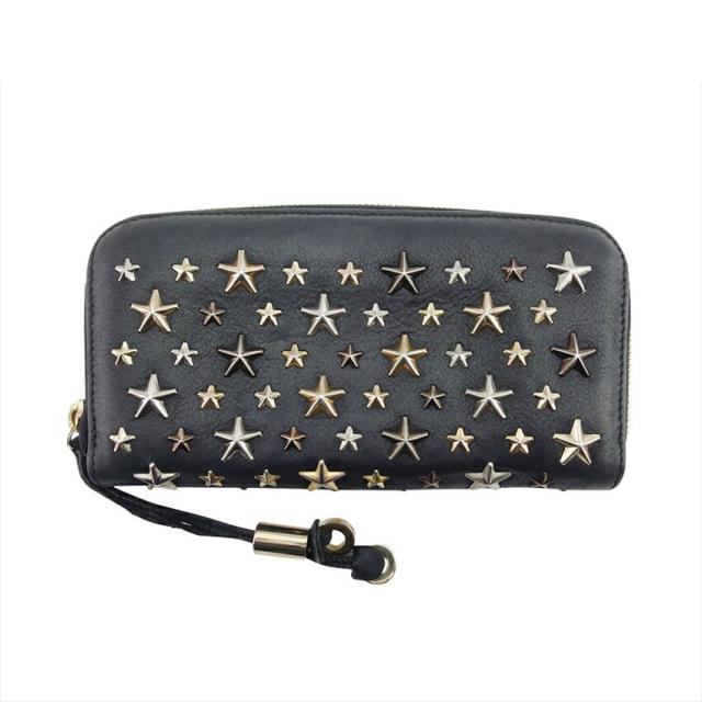 【X'masセール★30%OFF】ジミーチュウ JIMMY CHOO 長財布スタースタッズ ブラック シルバー ゴールド レディース 中古