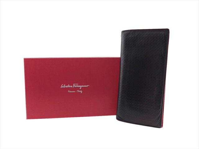 【30％OFF★週末タイムSALE】サルヴァトーレフェラガモ Salvatore Ferragamo 長財布ガンチーニ柄 ブラック レッド ブラウン レディース 中古_10