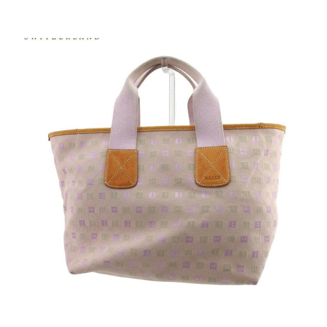 【BIGお買い物ラリー★30%OFFセール中】バリー BALLY トートバッグBマーク柄 ピンク パープル ベージュ系 レディース 中古