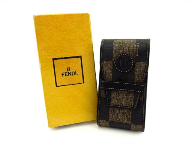 【30％OFF★週末タイムSALE】フェンディ FENDI シガレットケースブロックチェック ブラック ベージュ レディース 中古_10