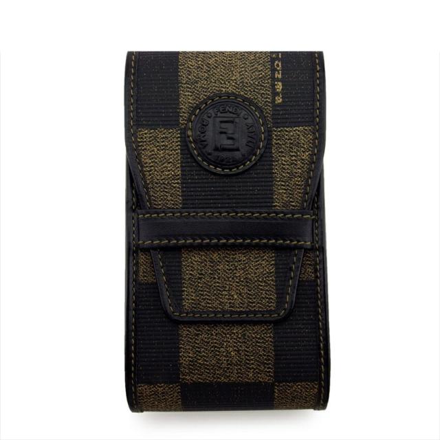 【30％OFF★週末タイムSALE】フェンディ FENDI シガレットケースブロックチェック ブラック ベージュ レディース 中古