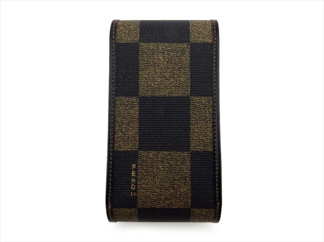 【30％OFF★週末タイムSALE】フェンディ FENDI シガレットケースブロックチェック ブラック ベージュ レディース 中古_2