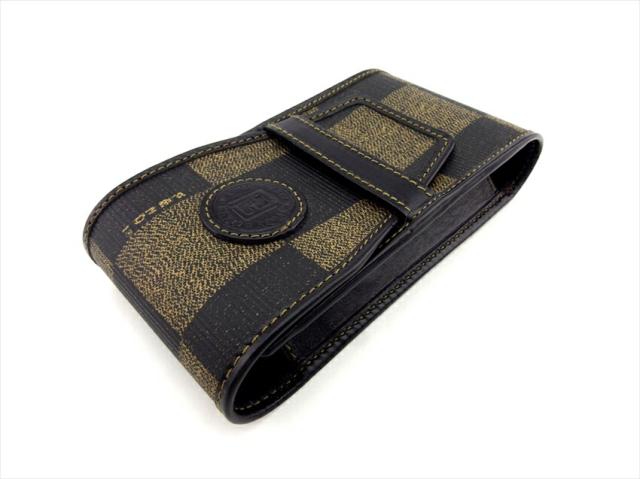 【30％OFF★週末タイムSALE】フェンディ FENDI シガレットケースブロックチェック ブラック ベージュ レディース 中古_4