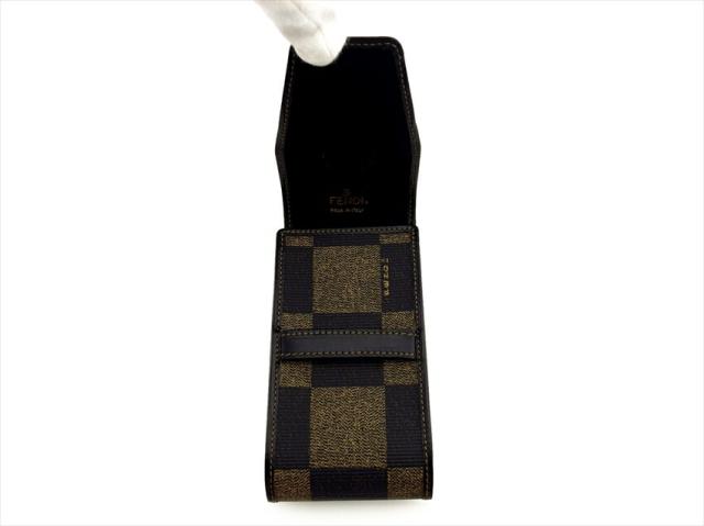 【30％OFF★週末タイムSALE】フェンディ FENDI シガレットケースブロックチェック ブラック ベージュ レディース 中古_6