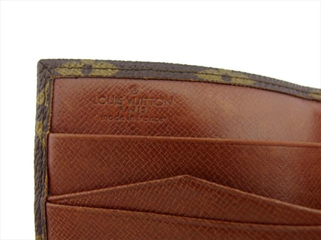 ルイ・ヴィトン LOUIS VUITTON 二つ折り財布モノグラム ポルトモネビエ（旧タイプ） ブラウン ベージュ レディース 中古_10