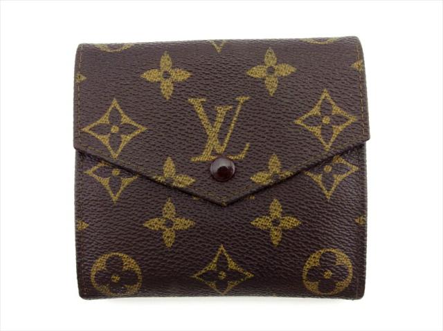 ルイ・ヴィトン LOUIS VUITTON 二つ折り財布モノグラム ポルトモネビエ（旧タイプ） ブラウン ベージュ レディース 中古_1