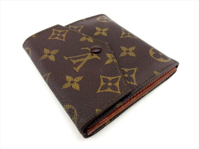 ルイ・ヴィトン LOUIS VUITTON 二つ折り財布モノグラム ポルトモネビエ（旧タイプ） ブラウン ベージュ レディース 中古_3