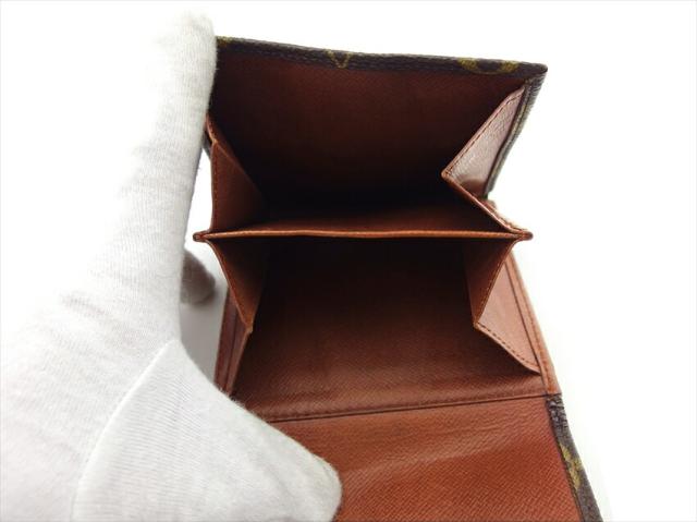 ルイ・ヴィトン LOUIS VUITTON 二つ折り財布モノグラム ポルトモネビエ（旧タイプ） ブラウン ベージュ レディース 中古_6