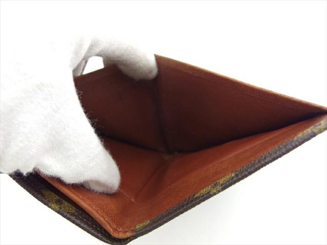 ルイ・ヴィトン LOUIS VUITTON 二つ折り財布モノグラム ポルトモネビエ（旧タイプ） ブラウン ベージュ レディース 中古_7