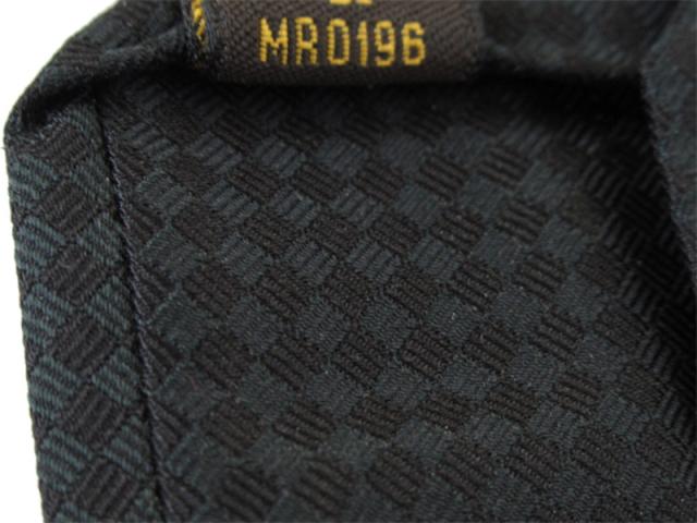 【週末タイムセール】ルイ・ヴィトン LOUIS VUITTON ネクタイダミエグラフィット LVマーク刺繍入り ブラック グレー 灰色 レディース 中古_10
