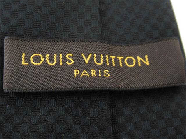【週末タイムセール】ルイ・ヴィトン LOUIS VUITTON ネクタイダミエグラフィット LVマーク刺繍入り ブラック グレー 灰色 レディース 中古_8