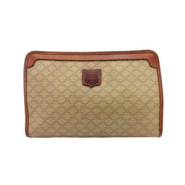 【BIGお買い物ラリー★30%OFFセール中】セリーヌ CELINE クラッチバッグマカダム ベージュ×ブラウン レディース 中古