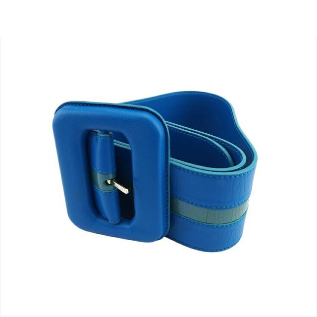 【X'masセール★30%OFF】ロエベ LOEWE ベルトビッグバックル ♯34 85サイズ ブルー シルバー レディース 中古