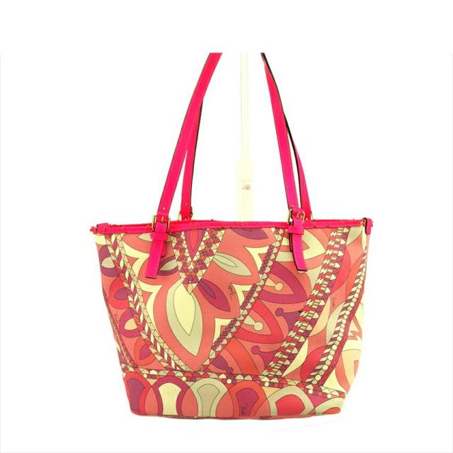 【BIGお買い物ラリー★30%OFFセール中】エミリオプッチ Emilio Pucci トートバッグプッチ（柄） ピンク パープル ホワイト 白系 レディース 中古
