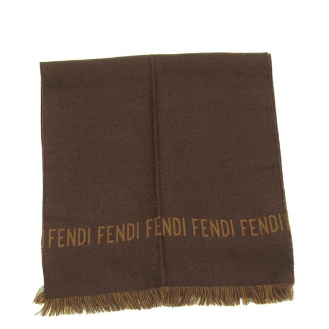 【X'masセール★30%OFF】フェンディ FENDI マフラーロゴ ブラウン ベージュ レディース 中古