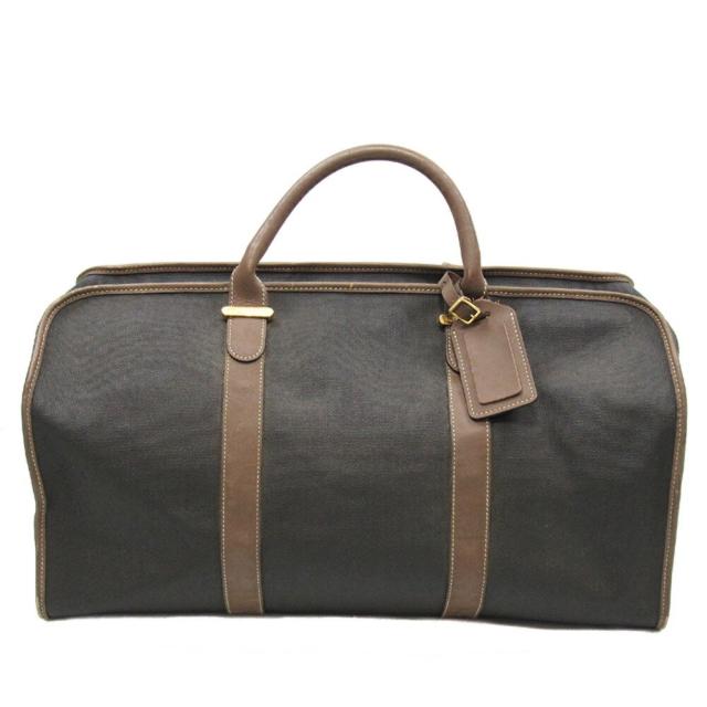 【X'masセール★30%OFF】ダンヒル Dunhill ボストンバッグヘリンボーン グレー 灰色 ブラウン ゴールド レディース 中古