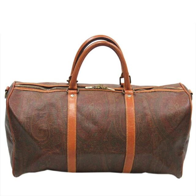 【BIGお買い物ラリー★30%OFFセール中】エトロ ETRO ボストンバッグペイズリー ブラウン系 ゴールド レディース 中古