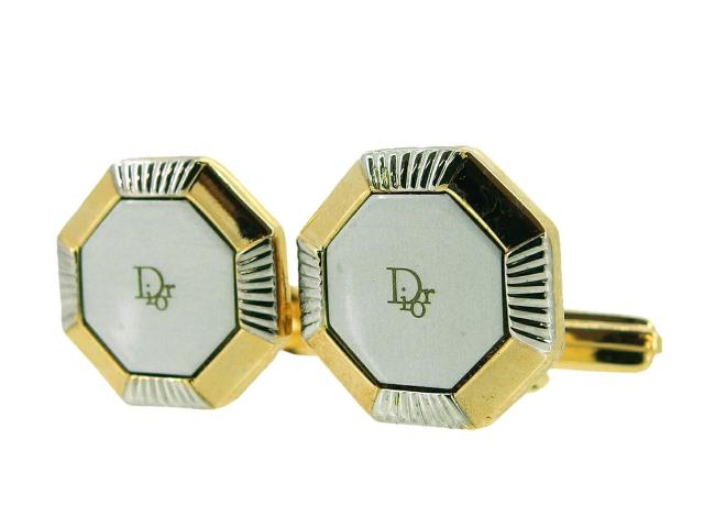 【30％OFF★週末タイムセール】ディオール Dior カフスDiorロゴ ゴールド　シルバー　ホワイト レディース 中古_1