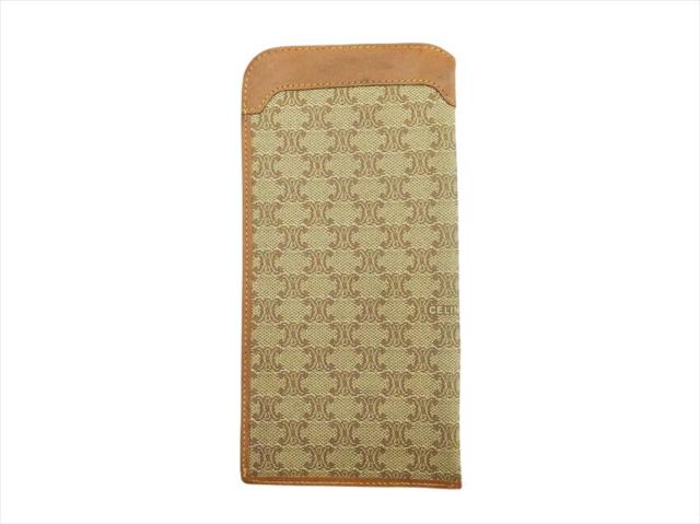 【GWタイムセール】セリーヌ CELINE メガネケースマカダム マカダム ベージュ×ブラウン レディース 中古_1