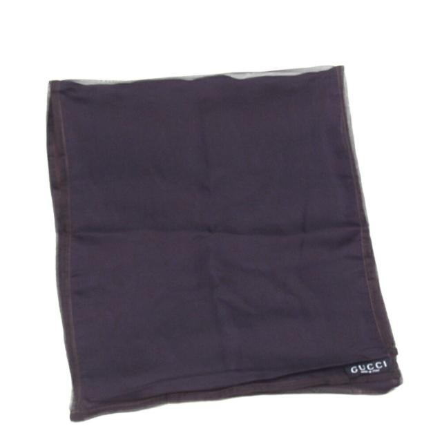 【BIGお買い物ラリー★30%OFFセール中】グッチ GUCCI ストールリバーシブル シルクシフォン パープル ボルドー系 レディース 中古