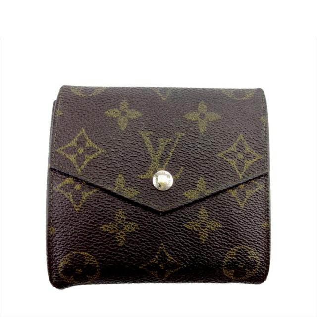 【BIGお買い物ラリー★30%OFFセール中】ルイ・ヴィトン LOUIS VUITTON 二つ折り財布モノグラム ポルトモネビエ ブラウン ベージュ レディース 中古