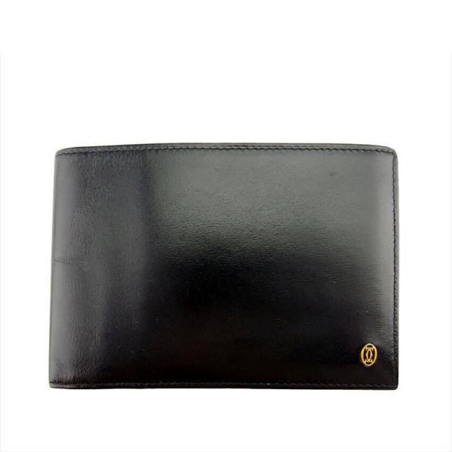 【BIGお買い物ラリー★30%OFFセール中】カルティエ CARTIER 札入れパシャ ブラック ゴールド レディース 中古