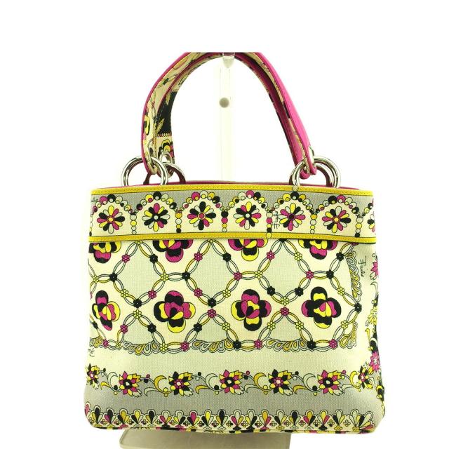 【BIGお買い物ラリー★30%OFFセール中】エミリオプッチ Emilio Pucci ハンドバッグフラワー 花 柄 ベージュ ピンク ブラック系 レディース 中古