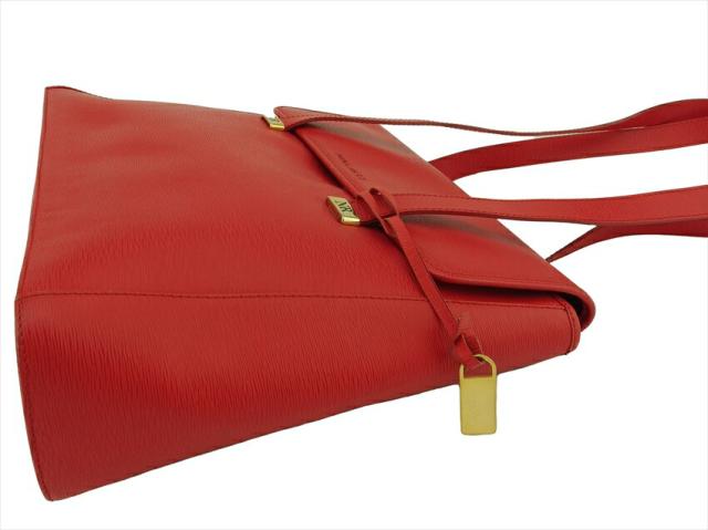 ニナリッチ NINA RICCI トートバッグロゴ レッド ゴールド レディース 中古_3