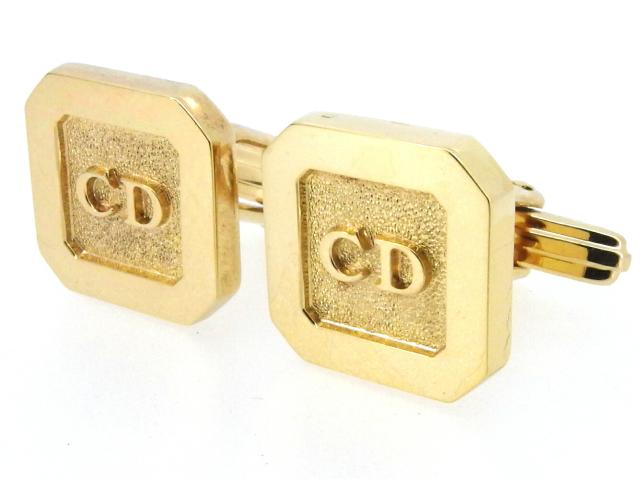 【週末タイムセール】ディオール Dior カフスCDマーク スウィヴル式 ゴールド レディース 中古_1