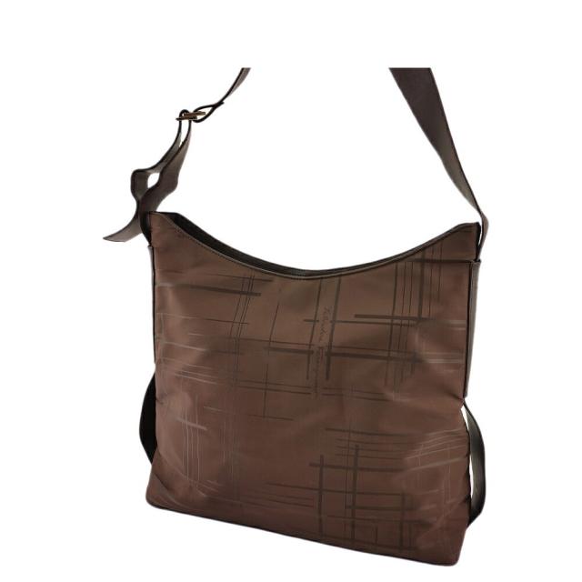 【BIGお買い物ラリー★30%OFFセール中】サルヴァトーレフェラガモ Salvatore Ferragamo ショルダーバッグチェック ブラウン シルバー レディース 中古