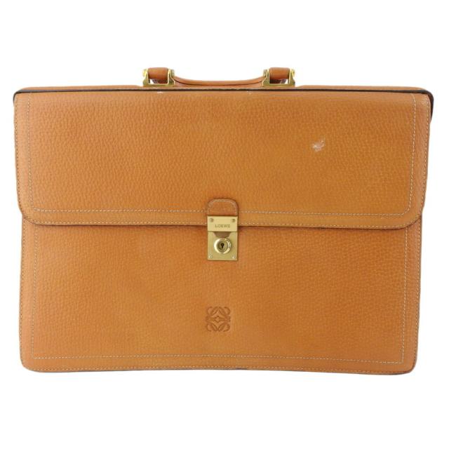 【X'masセール★30%OFF】ロエベ LOEWE ビジネスバッグアナグラム ライトブラウン ゴールド レディース 中古