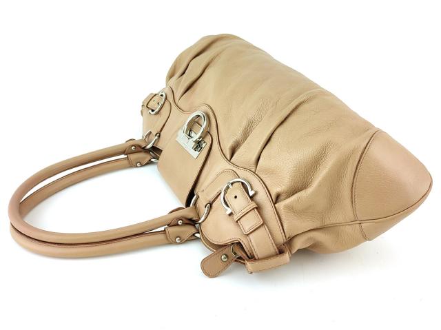【GWタイムセール】サルヴァトーレフェラガモ Salvatore Ferragamo ハンドバッグガンチーニ ピンク ベージュ シルバー レディース 中古_2