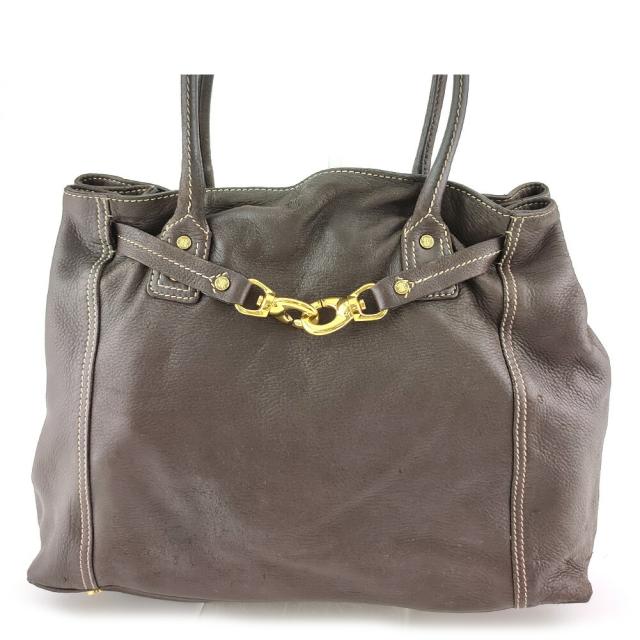 【BIGお買い物ラリー★30%OFFセール中】セリーヌ CELINE トートバッグゴールドフック ブラウン ゴールド レディース 中古