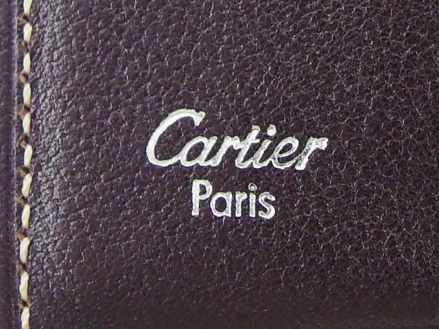 カルティエ CARTIER 二つ折り財布2Cモチーフプレート ブラウン シルバー レディース 中古_10