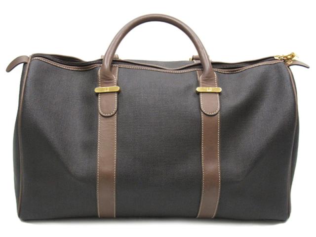 ダンヒル Dunhill ボストンバッグヘリンボーン グレー 灰色 ブラウン