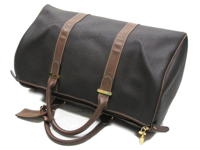 ダンヒル Dunhill ボストンバッグヘリンボーン グレー 灰色 ブラウン