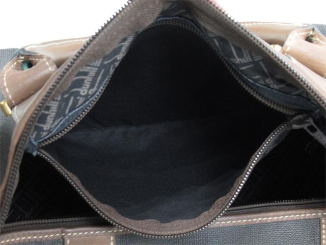 【30％OFF★週末タイムSALE】ダンヒル Dunhill ボストンバッグヘリンボーン グレー 灰色 ブラウン ゴールド レディース 中古_7