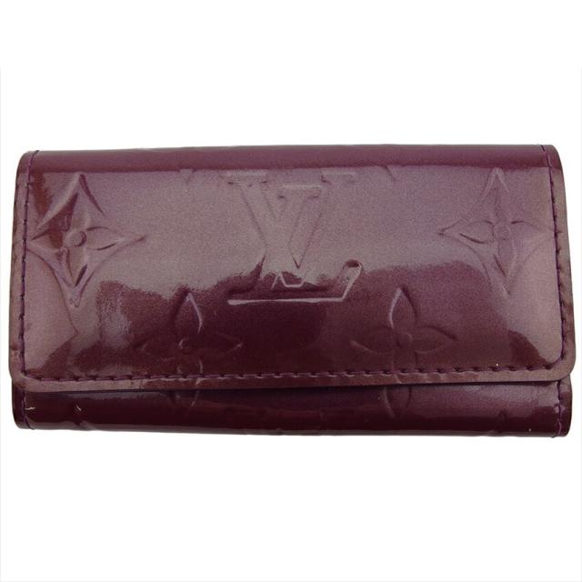 【BIGお買い物ラリー★30%OFFセール中】ルイ・ヴィトン LOUIS VUITTON キーケースヴェルニ ミュルティクレ4 パープル ゴールド レディース 中古