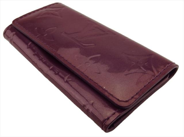 ルイ・ヴィトン LOUIS VUITTON キーケースヴェルニ ミュルティクレ4 パープル ゴールド レディース 中古_2