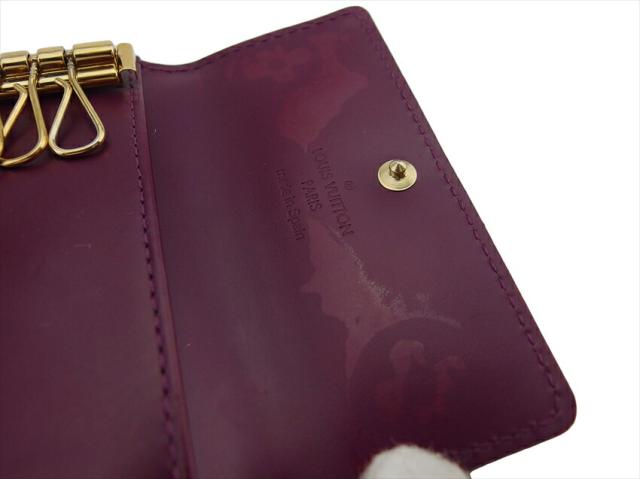 ルイ・ヴィトン LOUIS VUITTON キーケースヴェルニ ミュルティクレ4 パープル ゴールド レディース 中古_5