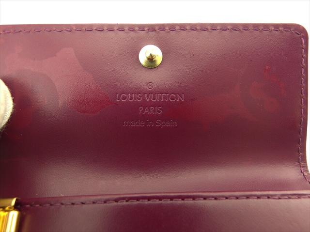 ルイ・ヴィトン LOUIS VUITTON キーケースヴェルニ ミュルティクレ4 パープル ゴールド レディース 中古_8