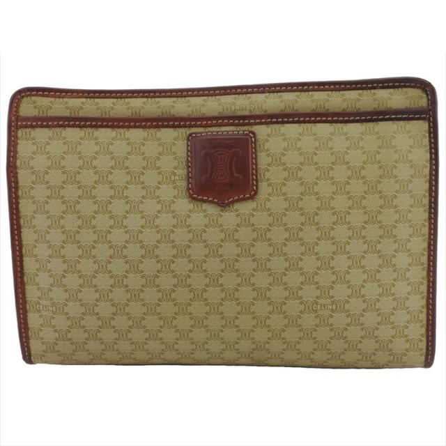 【BIGお買い物ラリー★30%OFFセール中】セリーヌ CELINE クラッチバッグマカダム ベージュ ブラウン レディース 中古