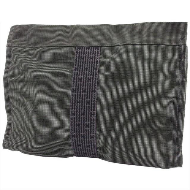 【X'masセール★30%OFF】エルメス HERMES クラッチバッグエールライン セカンドポーチMM グレー 灰色 ブラック レディース 中古