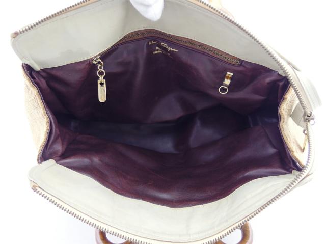 【30％OFF★週末タイムセール】サルヴァトーレフェラガモ Salvatore Ferragamo ハンドバッグ ベージュ　ブラウン レディース 中古_6
