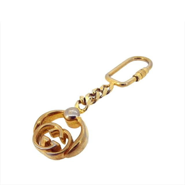 【BIGお買い物ラリー★30%OFFセール中】グッチ GUCCI キーホルダーダブルG インターロッキングG ゴールド レディース 中古