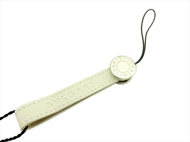 ブルガリ チャーム 白 正規 未使用】BVLGARI ロゴ刻印 白×金 チャーム